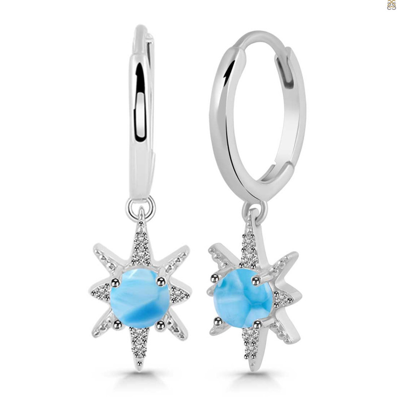 Larimar & White Topaz Hoop Earring LAR-RDE-1470.