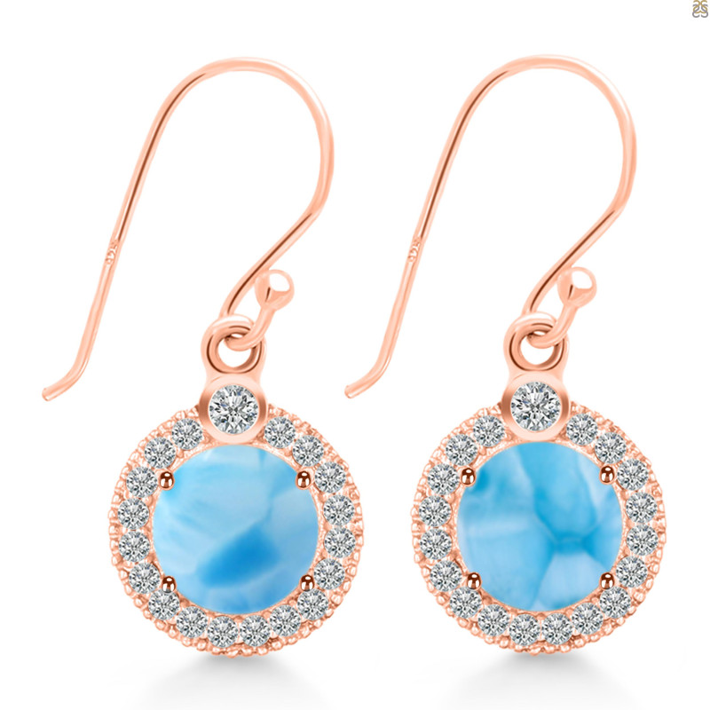 Larimar & White Topaz Earring LAR-RDE-693.