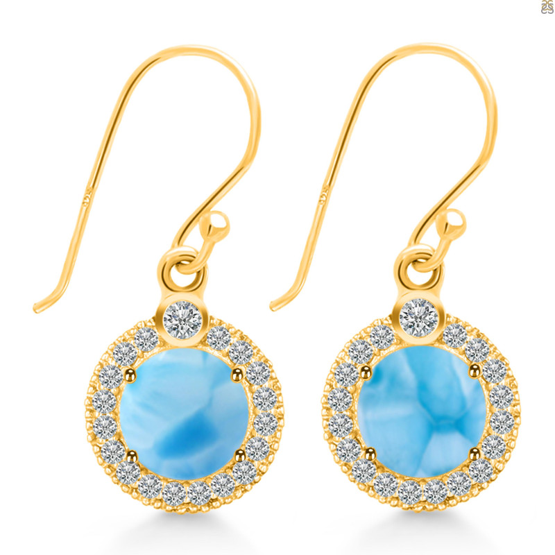 Larimar & White Topaz Earring LAR-RDE-693.