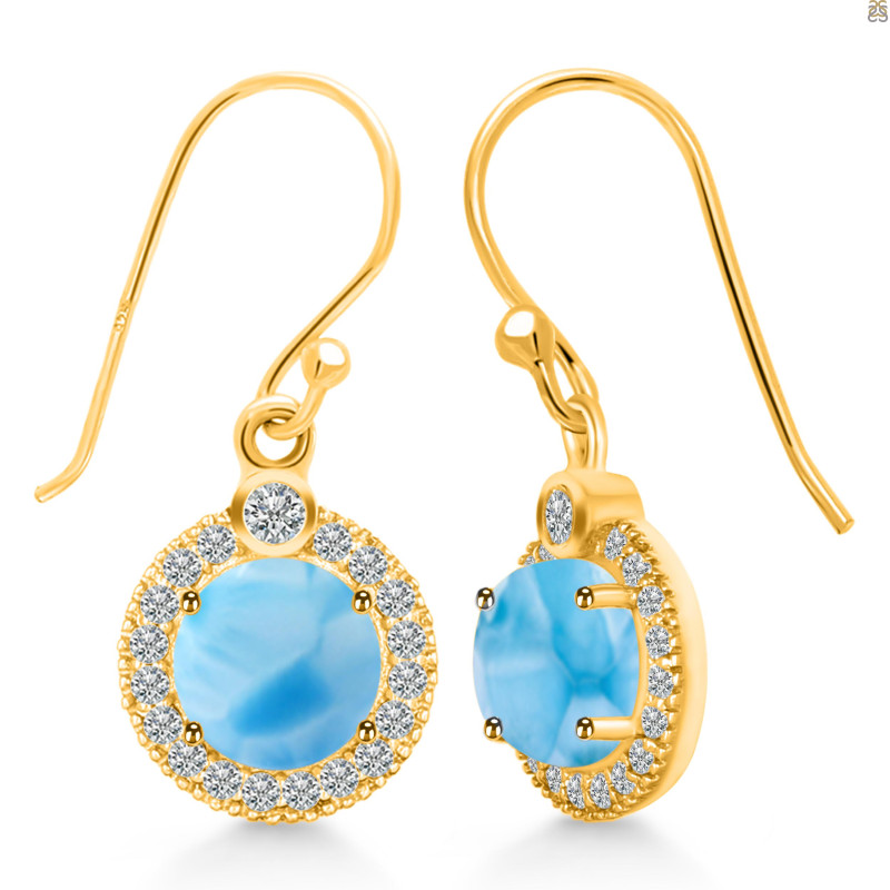 Larimar & White Topaz Earring LAR-RDE-693.