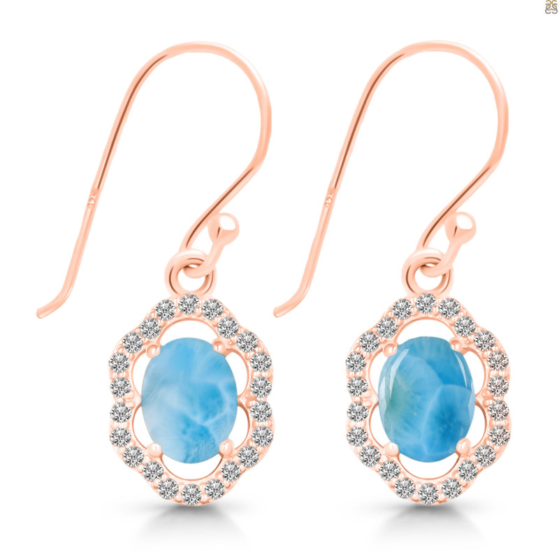 Larimar & White Topaz Earring LAR-RDE-694.