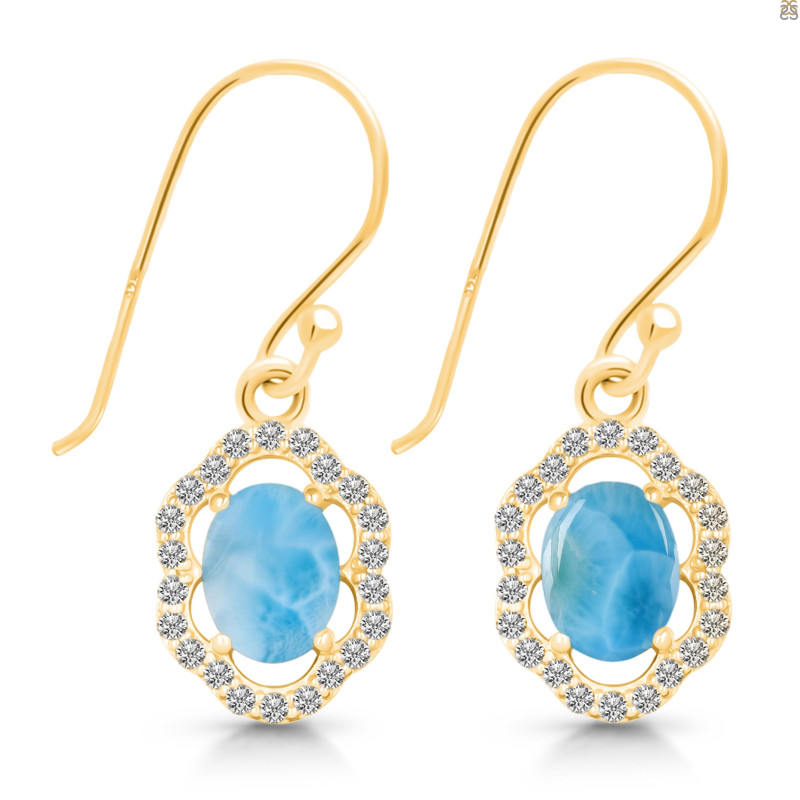 Larimar & White Topaz Earring LAR-RDE-694.
