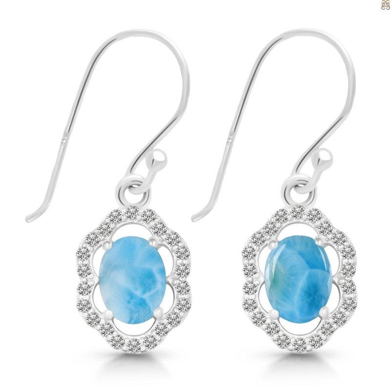 Larimar & White Topaz Earring LAR-RDE-694.