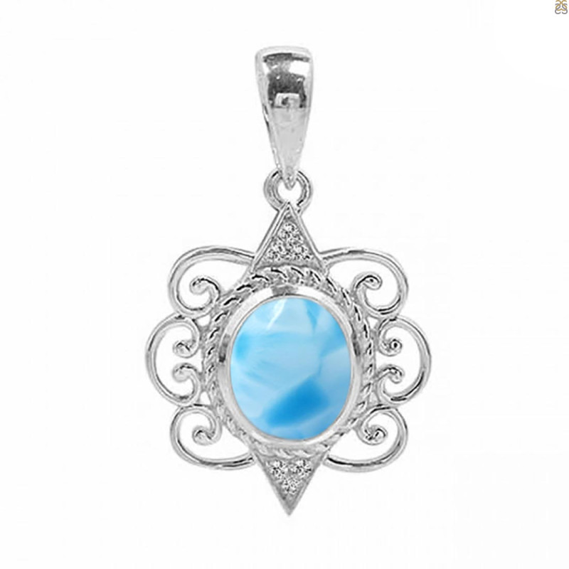 Larimar & White Topaz Pendant LAR-RDP-334.