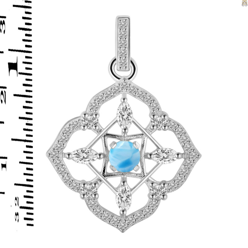 Larimar & White Topaz Pendant LAR-RDP-797-CZ-LOOP.