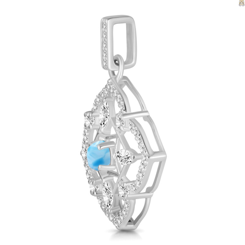 Larimar & White Topaz Pendant LAR-RDP-797-CZ-LOOP.