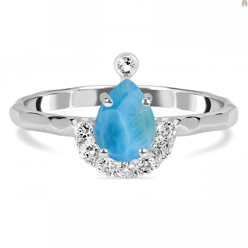 Larimar & White Topaz Ring LAR-RDR-1622.
