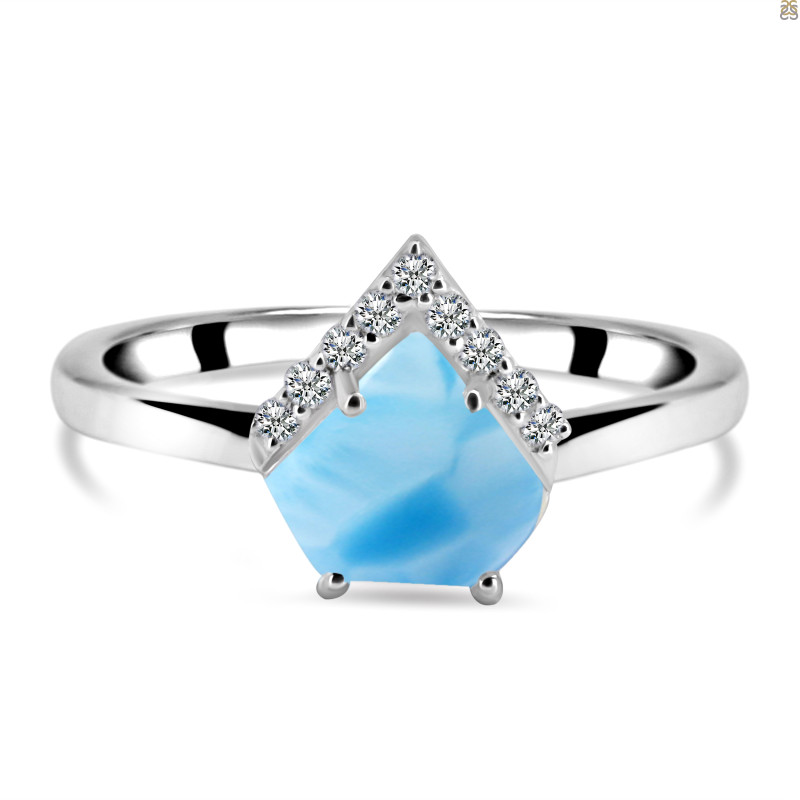Larimar & White Topaz Ring LAR-RDR-1631.