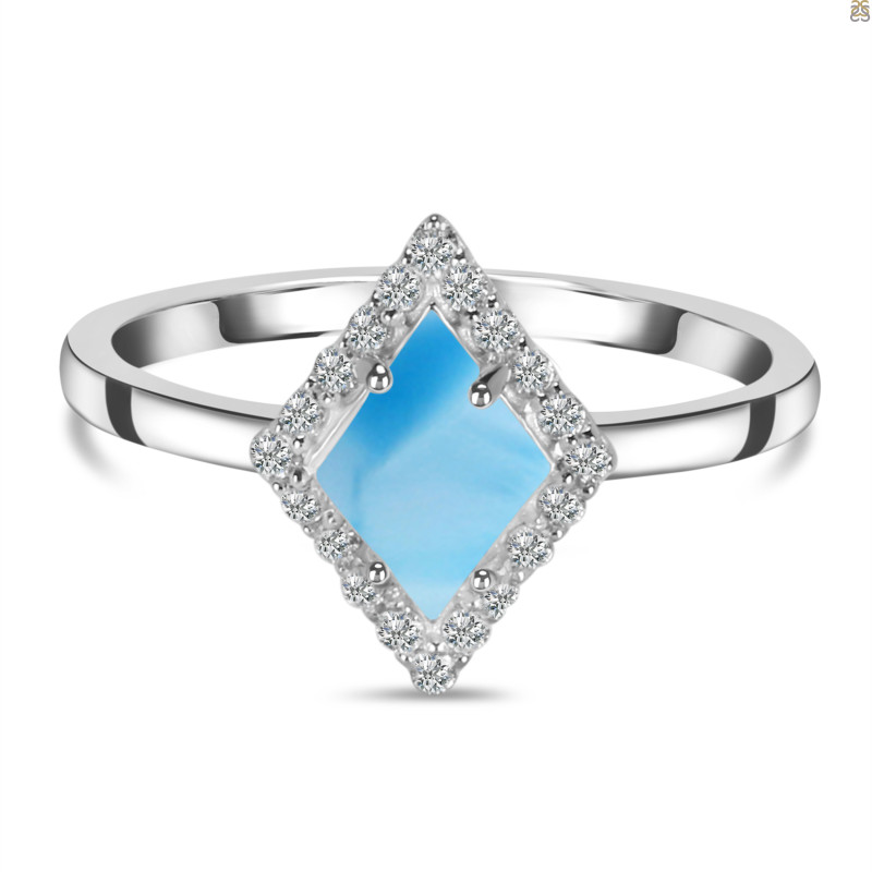 Larimar & White Topaz Ring LAR-RDR-1645.