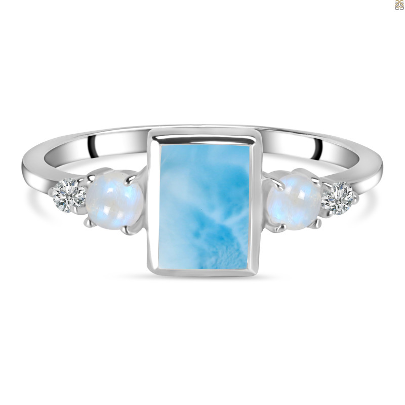 Larimar & White Topaz Ring LAR-RDR-1762.