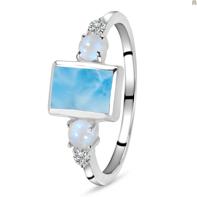 Larimar & White Topaz Ring LAR-RDR-1762.