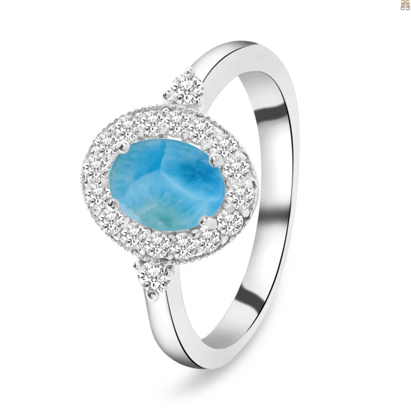 Larimar & White Topaz Ring LAR-RDR-1792.