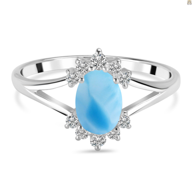 Larimar & White Topaz Ring LAR-RDR-1929.