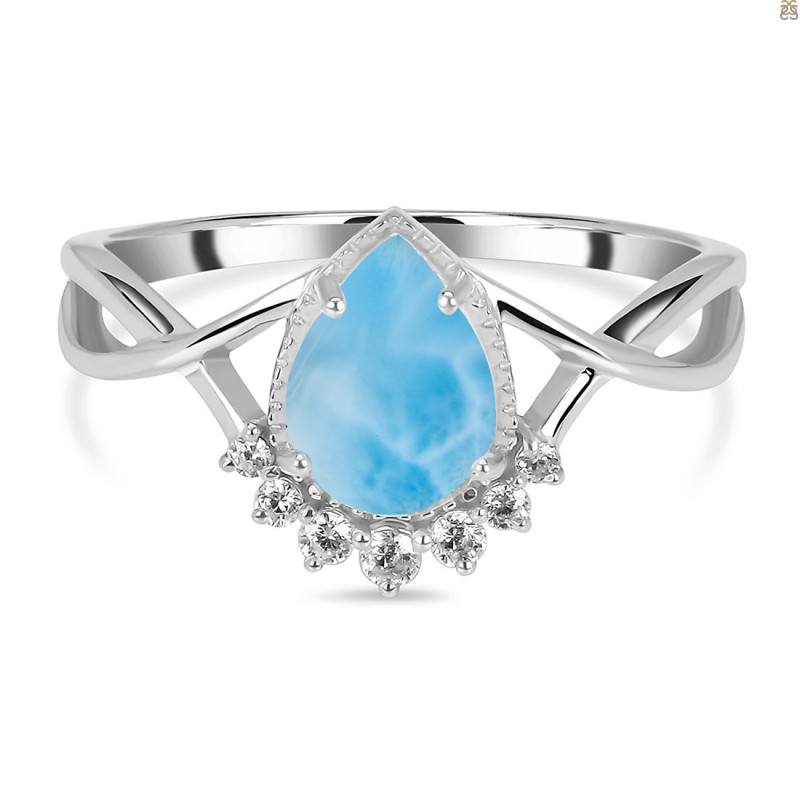 Larimar & White Topaz Ring LAR-RDR-1930.