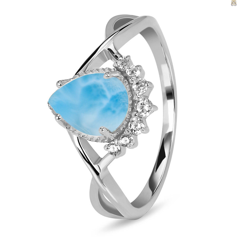 Larimar & White Topaz Ring LAR-RDR-1930.