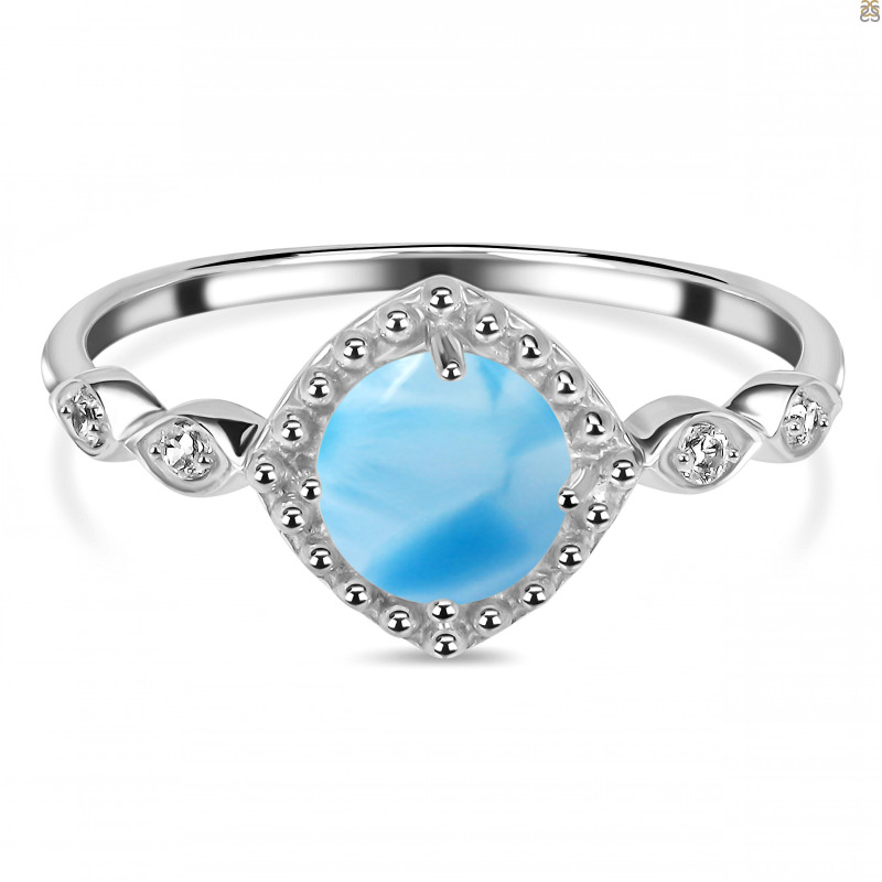 Larimar & White Topaz Ring LAR-RDR-1935.