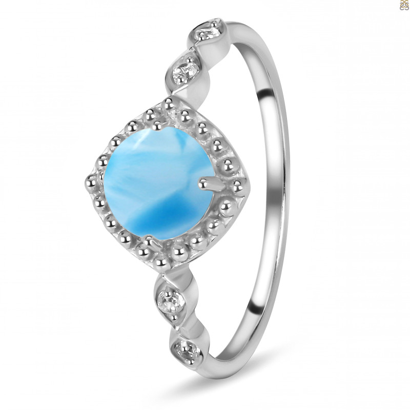 Larimar & White Topaz Ring LAR-RDR-1935.
