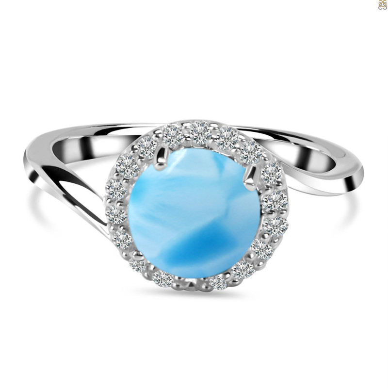 Larimar & White Topaz Ring LAR-RDR-207.
