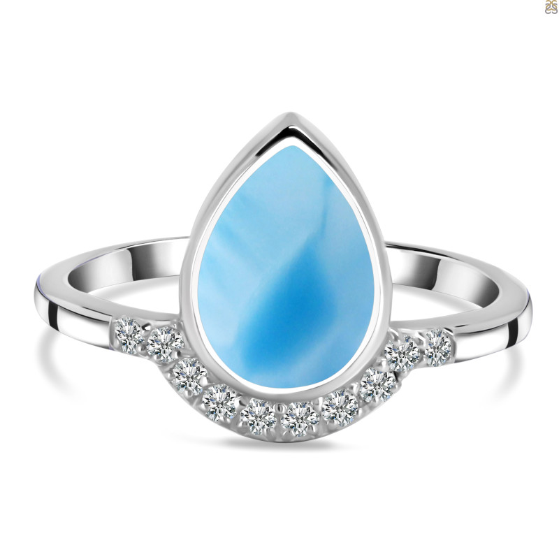 Larimar & White Topaz Ring LAR-RDR-2189.