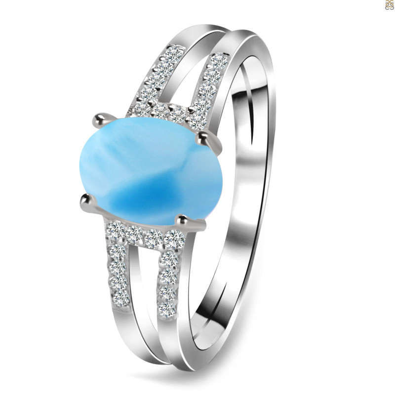 Larimar & White Topaz Ring LAR-RDR-2255.
