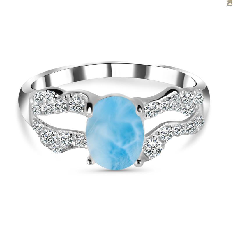 Larimar & White Topaz Ring LAR-RDR-2267.