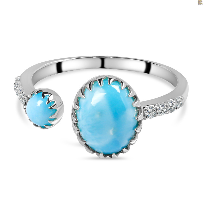 Larimar & White Topaz Ring LAR-RDR-229.