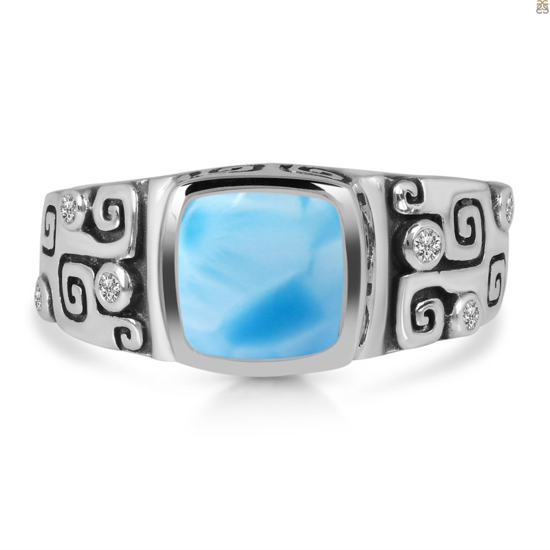 Larimar & White Topaz Ring LAR-RDR-328.