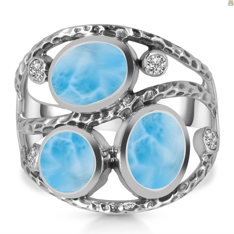 Larimar & White Topaz Ring LAR-RDR-337.