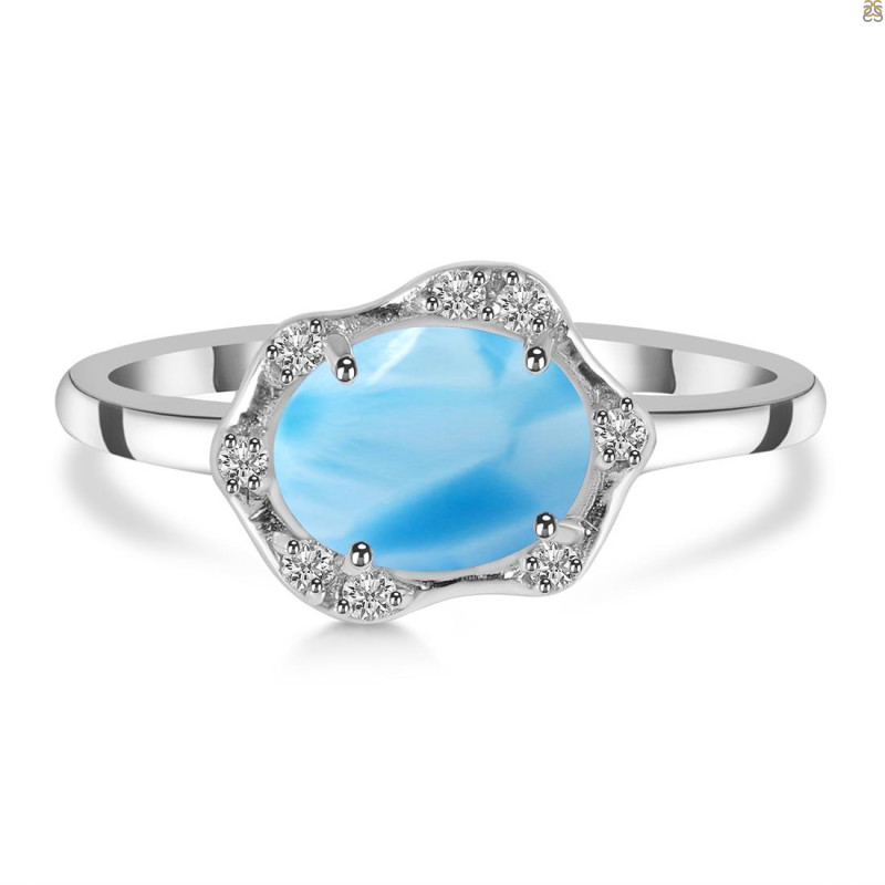Larimar & White Topaz Ring LAR-RR-342.