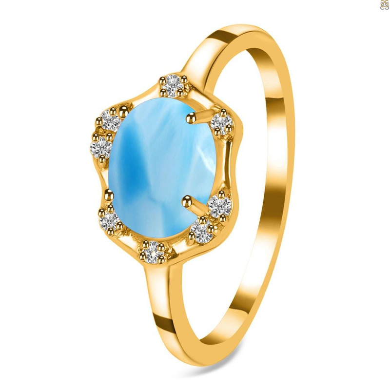 Larimar & White Topaz Ring LAR-RR-342.