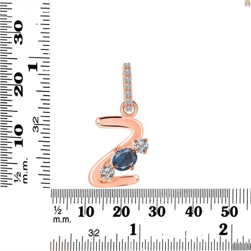 Labradorite & White Topaz Alphabet Z Pendant LBD-RDA-104.