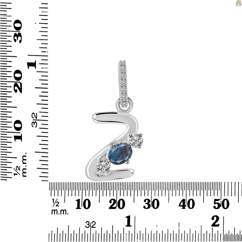 Labradorite & White Topaz Alphabet Z Pendant LBD-RDA-104.