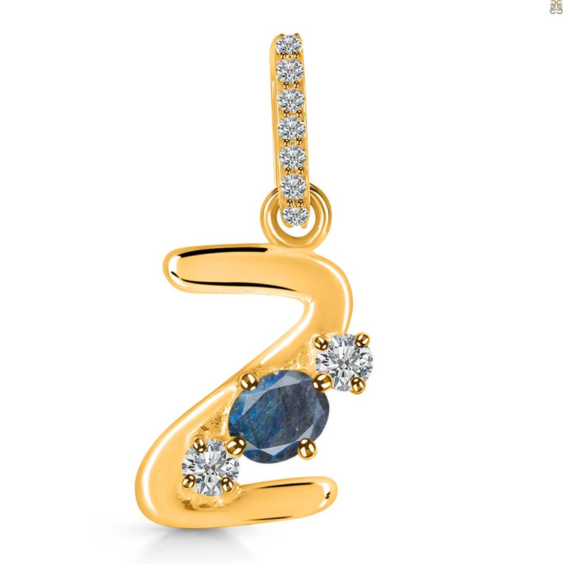 Labradorite & White Topaz Alphabet Z Pendant LBD-RDA-104.