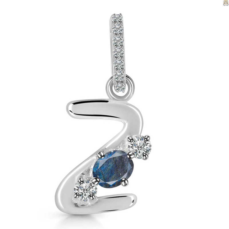 Labradorite & White Topaz Alphabet Z Pendant LBD-RDA-104.