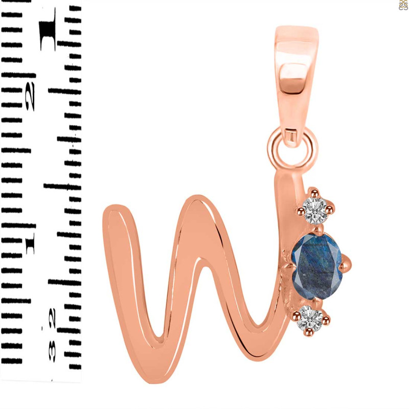 Labradorite & White Topaz Alphabet W Pendant LBD-RDA-23.