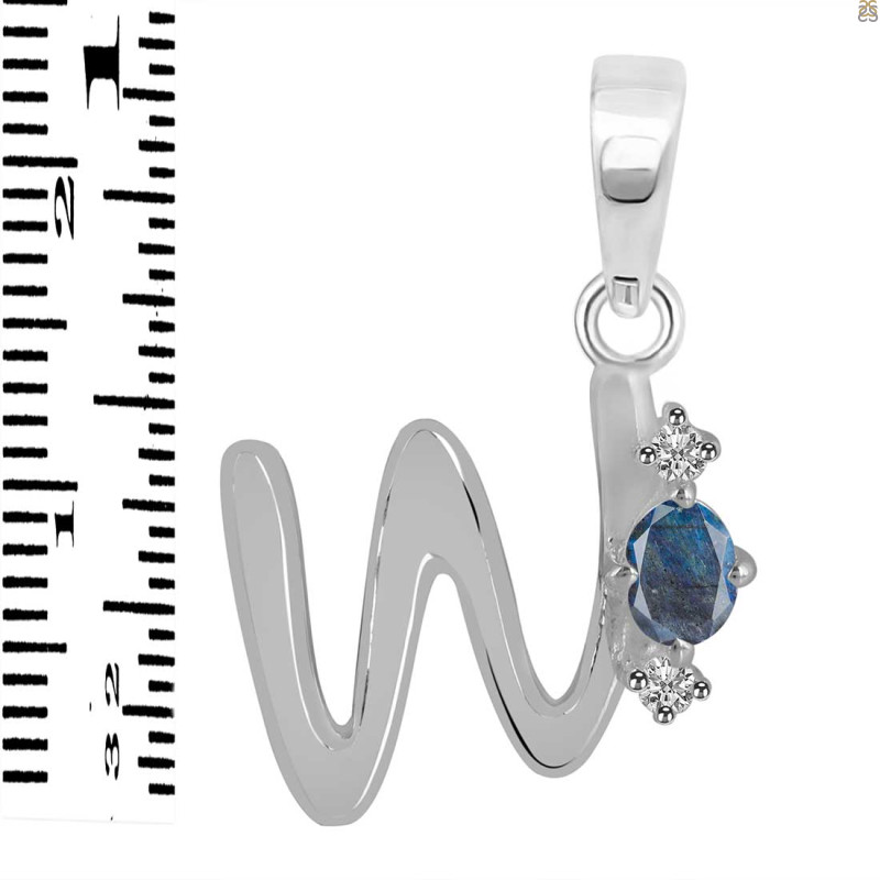 Labradorite & White Topaz Alphabet W Pendant LBD-RDA-23.