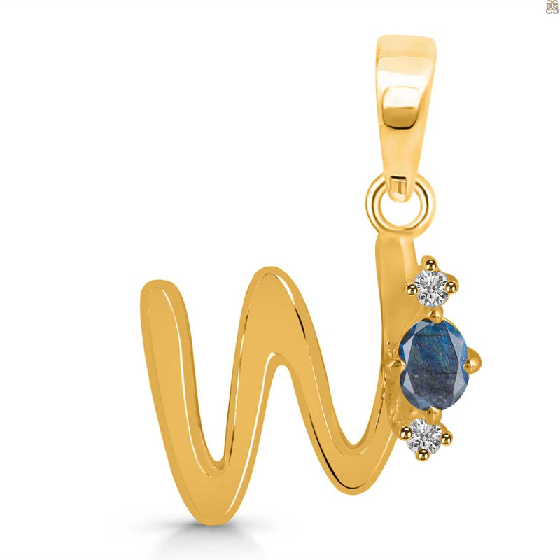 Labradorite & White Topaz Alphabet W Pendant LBD-RDA-23.