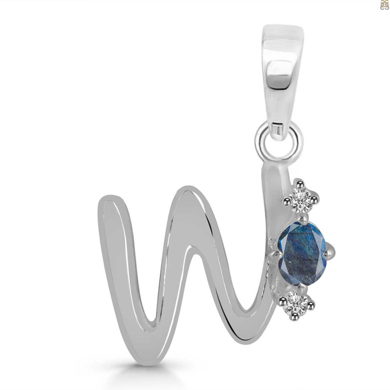 Labradorite & White Topaz Alphabet W Pendant LBD-RDA-23.