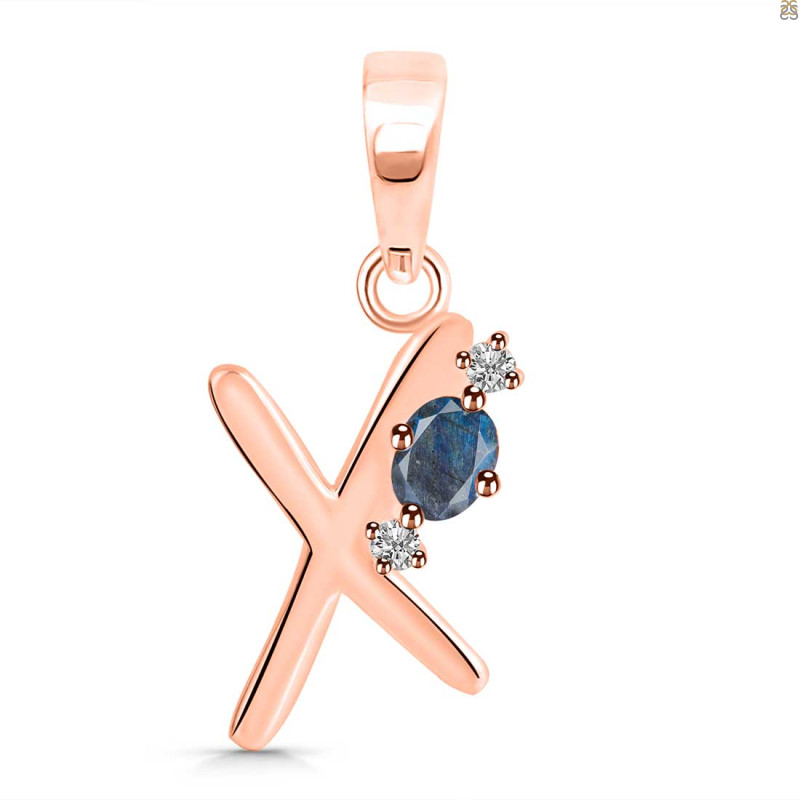 Labradorite & White Topaz Alphabet X Pendant LBD-RDA-24.