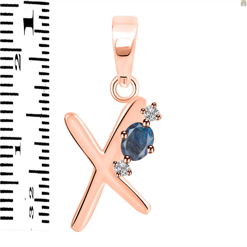 Labradorite & White Topaz Alphabet X Pendant LBD-RDA-24.
