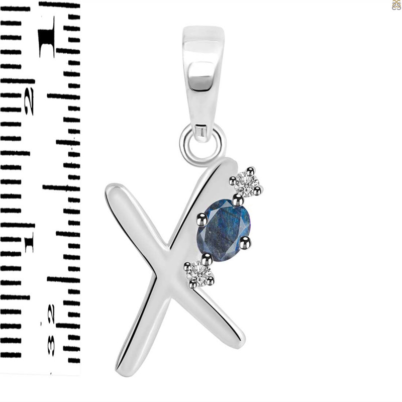 Labradorite & White Topaz Alphabet X Pendant LBD-RDA-24.