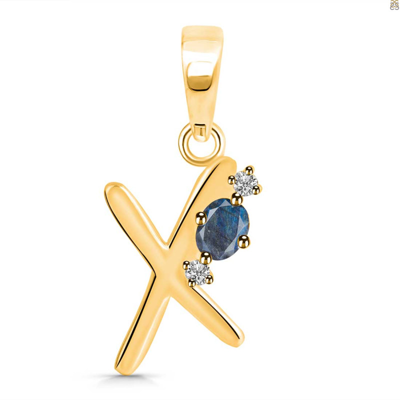 Labradorite & White Topaz Alphabet X Pendant LBD-RDA-24.