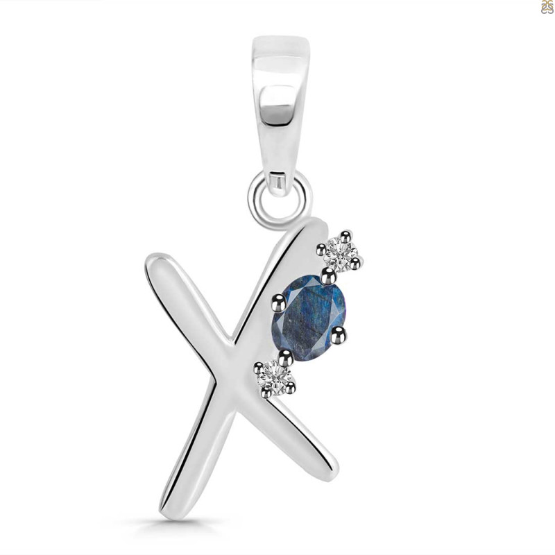 Labradorite & White Topaz Alphabet X Pendant LBD-RDA-24.