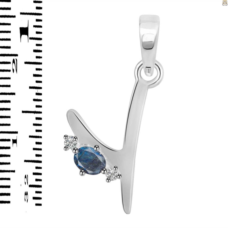 Labradorite & White Topaz Alphabet Y Pendant LBD-RDA-25.