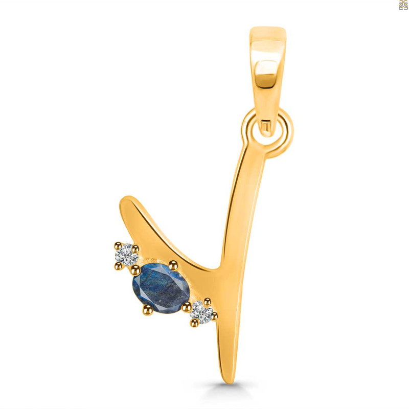 Labradorite & White Topaz Alphabet Y Pendant LBD-RDA-25.