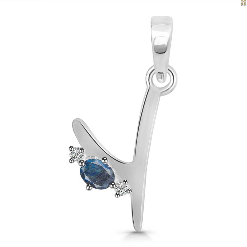 Labradorite & White Topaz Alphabet Y Pendant LBD-RDA-25.