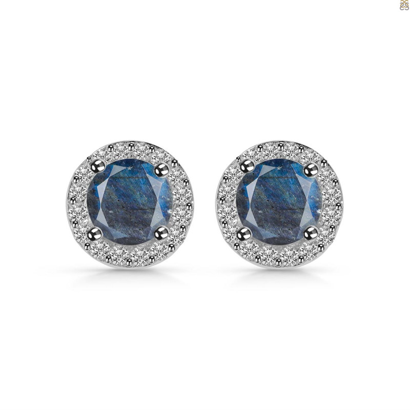 Labradorite & White Topaz Stud Earring LBD-RDE-1259.