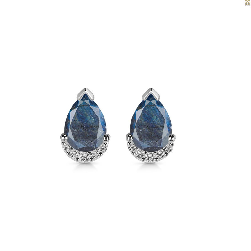 Labradorite & White Topaz Stud Earring LBD-RDE-1262.