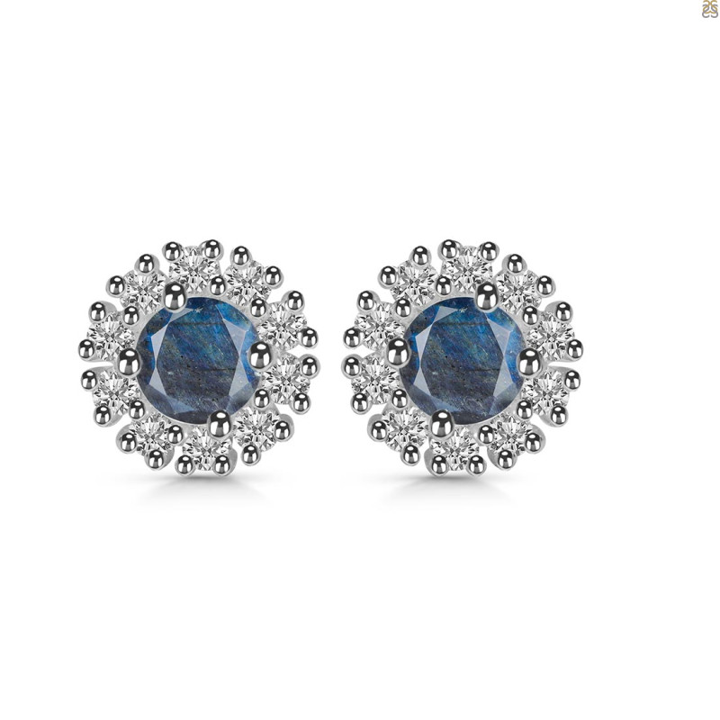 Labradorite & White Topaz Stud Earring LBD-RDE-1268.