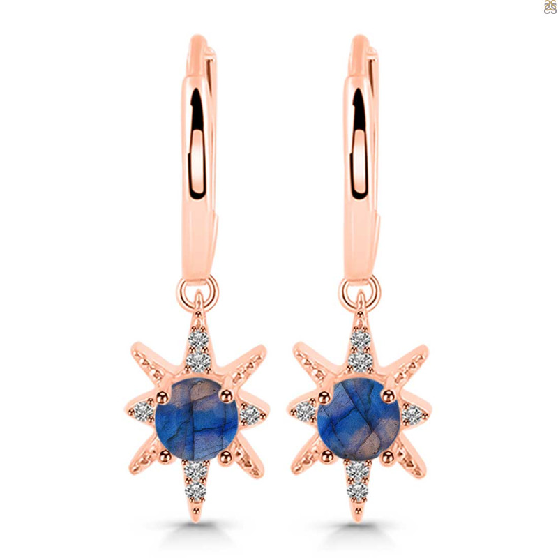 Labradorite & White Topaz Hoop Earring LBD-RDE-1470.